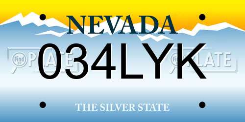 034LYK Nevada License Plate
