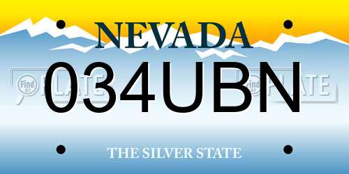 034UBN Nevada License Plate
