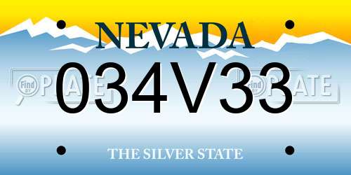 034V33 Nevada License Plate