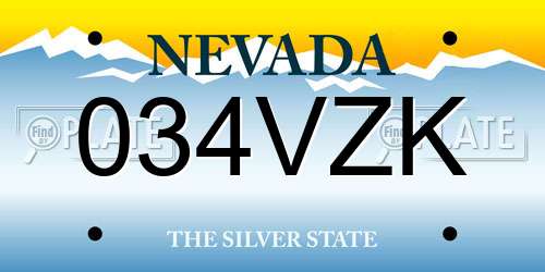 034VZK Nevada License Plate