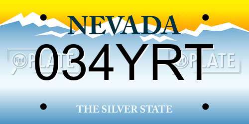 034YRT Nevada License Plate