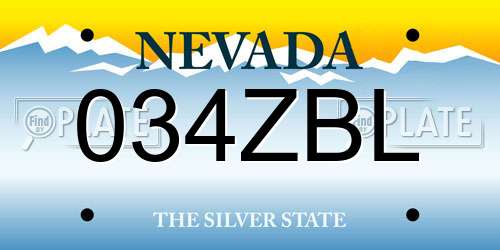 034ZBL Nevada License Plate