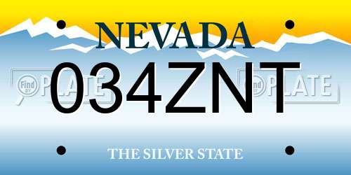 034ZNT Nevada License Plate