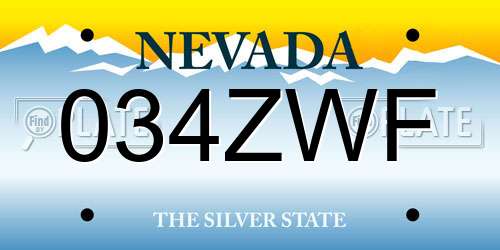 034ZWF Nevada License Plate