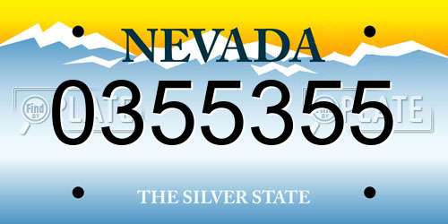 0355355 Nevada License Plate