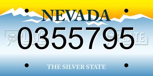 0355795 Nevada License Plate