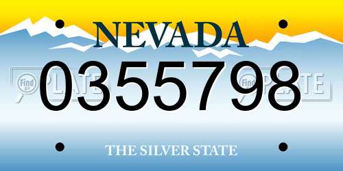 0355798 Nevada License Plate