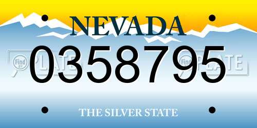 0358795 Nevada License Plate