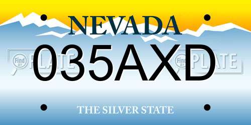 035AXD Nevada License Plate
