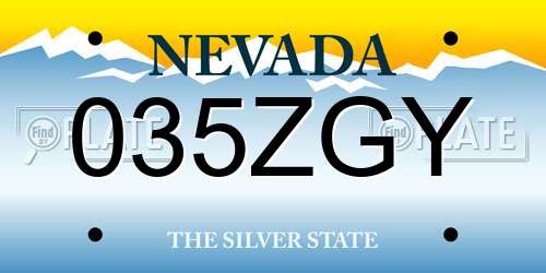 035ZGY Nevada License Plate