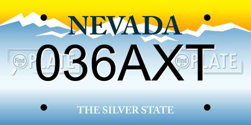 036AXT Nevada License Plate