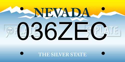 036ZEC Nevada License Plate