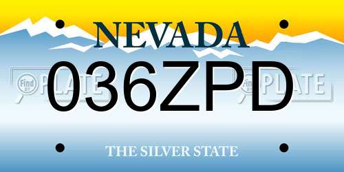 036ZPD Nevada License Plate