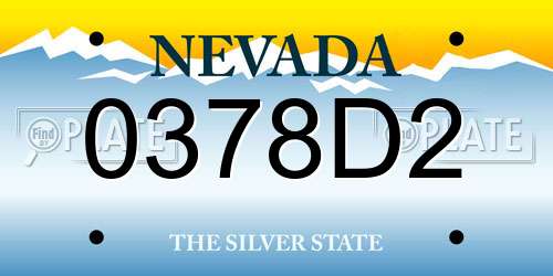0378D2 Nevada License Plate