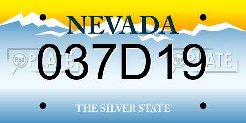 037D19 Nevada License Plate