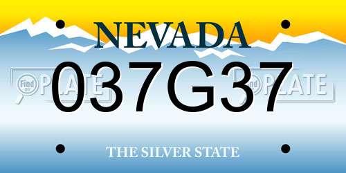 037G37 Nevada License Plate