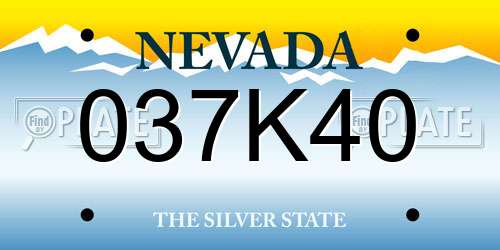 037K40 Nevada License Plate