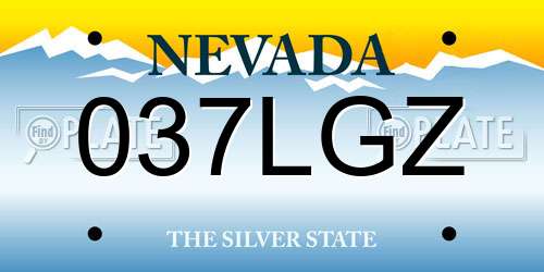 037LGZ Nevada License Plate
