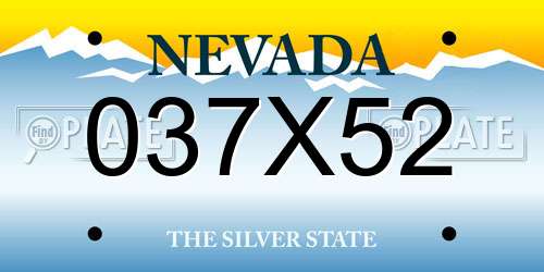 037X52 Nevada License Plate