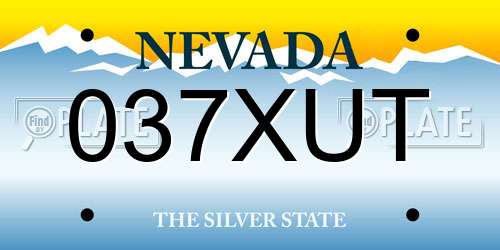037XUT Nevada License Plate