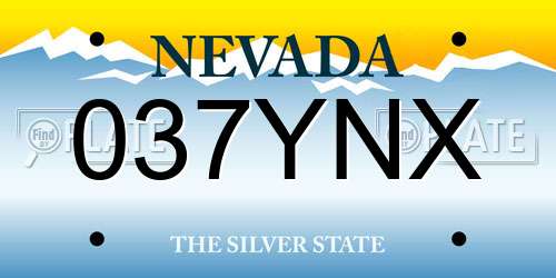 037YNX Nevada License Plate