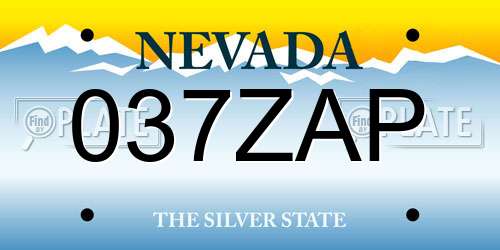 037ZAP Nevada License Plate