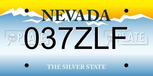 037ZLF Nevada License Plate