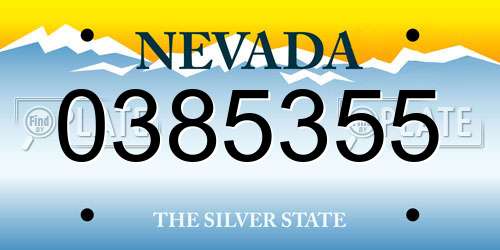 0385355 Nevada License Plate