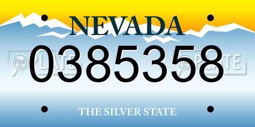 0385358 Nevada License Plate