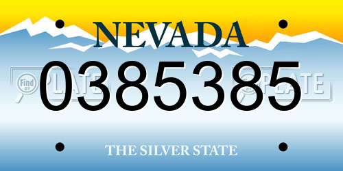 0385385 Nevada License Plate