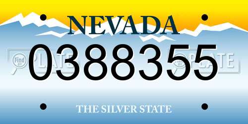 0388355 Nevada License Plate