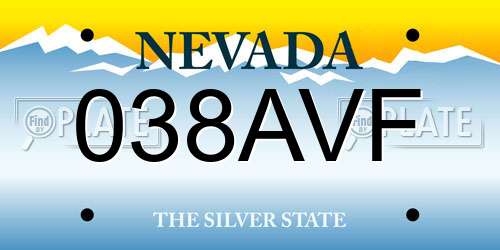 038AVF Nevada License Plate