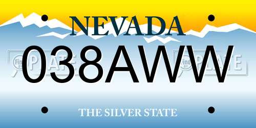 038AWW Nevada License Plate