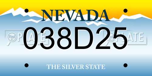 038D25 Nevada License Plate