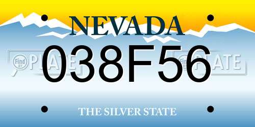 038F56 Nevada License Plate