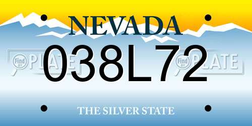 038L72 Nevada License Plate