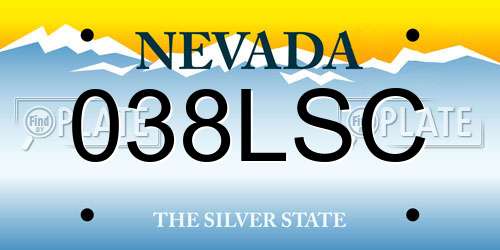 038LSC Nevada License Plate