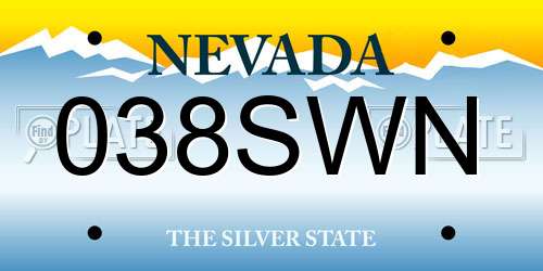 038SWN Nevada License Plate