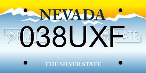 038UXF Nevada License Plate