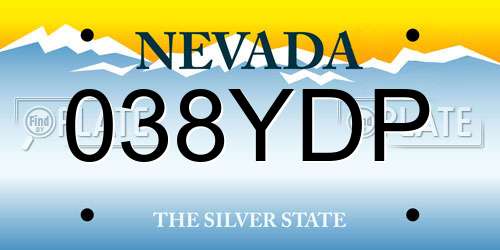 038YDP Nevada License Plate