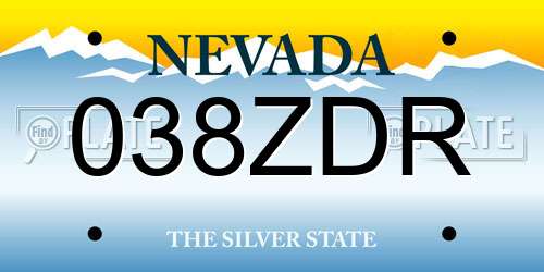 038ZDR Nevada License Plate