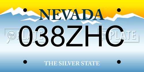 038ZHC Nevada License Plate