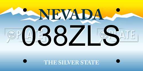 038ZLS Nevada License Plate