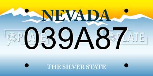 039A87 Nevada License Plate