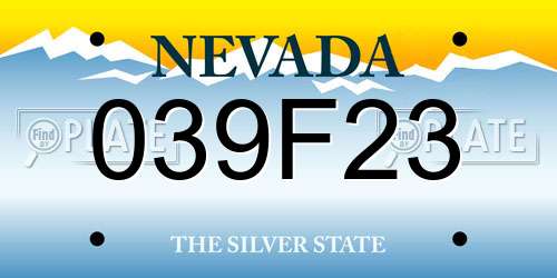 039F23 Nevada License Plate