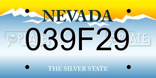 039F29 Nevada License Plate