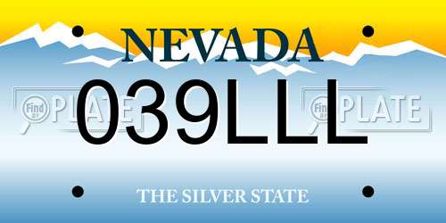 039LLL Nevada License Plate