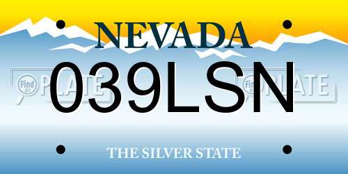 039LSN Nevada License Plate