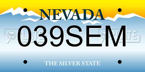 039SEM Nevada License Plate