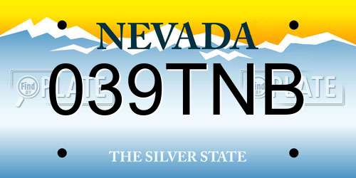 039TNB Nevada License Plate